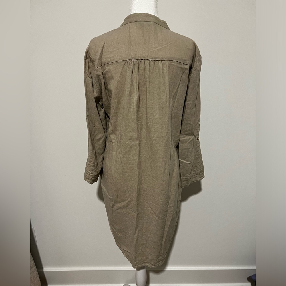 Tahari Women’s Linen Tan Midi Dress Size Small - Picture 3 of 8